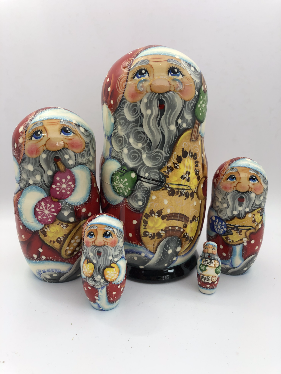 Santa Nesting Dolls Russian Winter