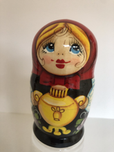 Load image into Gallery viewer, Village girl with Russian kettle nesting doll