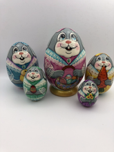 Load image into Gallery viewer, Easter Bunny Eggs 5 pc Nesting Doll
