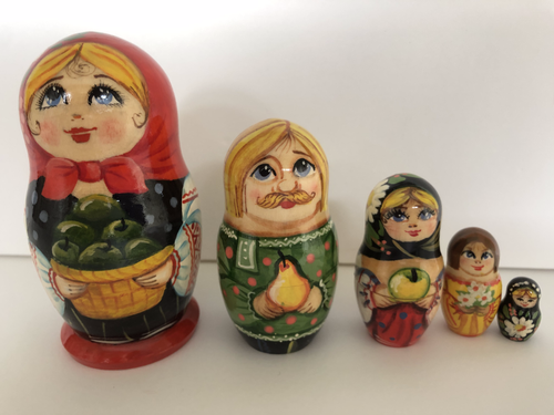 Village Girl With Apple Nesting Doll