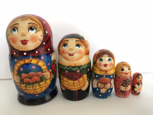 Village Girl With Small Pumpkins Nesting Doll