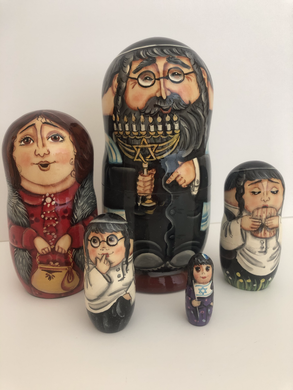 Jewish family with menorah