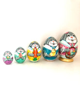 Load image into Gallery viewer, Easter Bunny Eggs 5 pc Nesting Doll