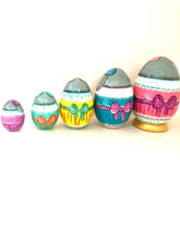 Load image into Gallery viewer, Easter Bunny Eggs 5 pc Nesting Doll