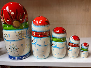 Snowman with Musical Instruments Nesting Dolls
